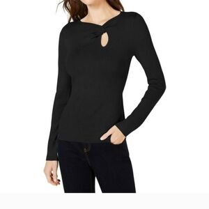 Philosophy Women's Neckline Twist Pullover Sweater Black Size X Small